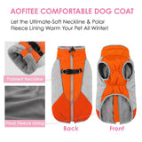 AOFITEE Dog Coat, Dog Winter Jacket, Reflective Dogs Jacket with Harness Built in and Fleece Lined, Waterproof Pet Winter Jacket Puffer Jacket for Small Medium Large Dogs, Orange XL
