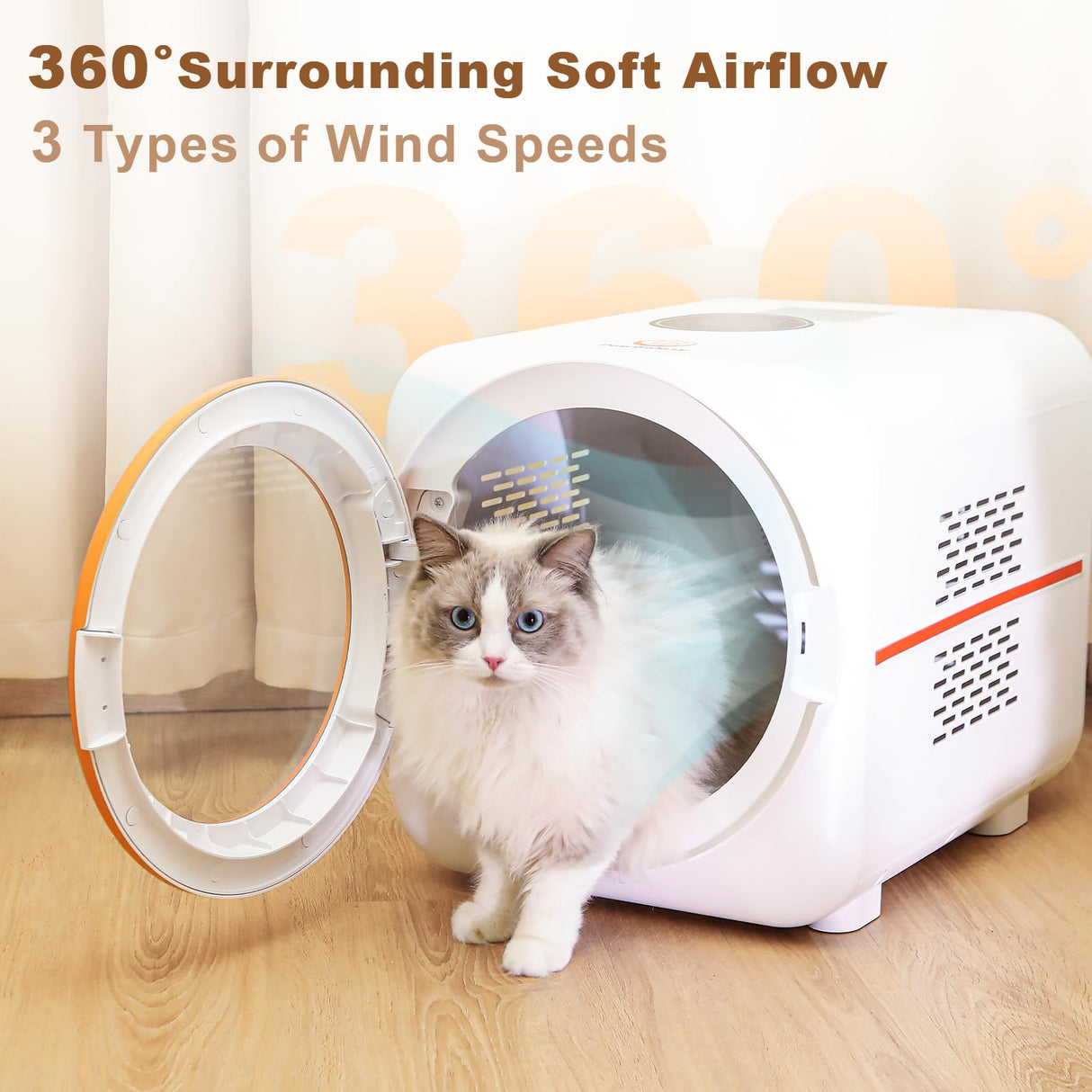 PawGalaxy Pet Dryer Box with LED 30 Million Negative Ions&Multi-Function, 360° Efficient Automatic and Quite Box for Cats, Dogs, Smart Touch Screen Temperature Control, Safe Design for Pet Hair Dryer