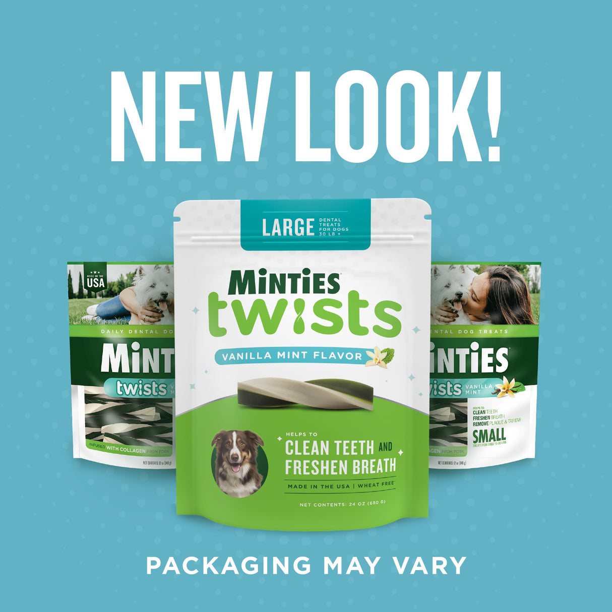 Minties Twists VetIQ Dog Dental Bone Treats, Dental Chews for Medium/Large Dogs (Over 40 Lbs), 40 Count