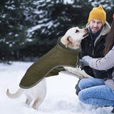 Fragralley Dog Coat Medium, Waterproof Dog Jacket with Warm Fleece Lining, Adjustable Reflective Dogs Winter Coat, Turtleneck Pet Coats for Cold Weather (ArmyGreen M)