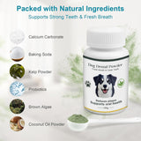 ELEVTC Dog Teeth Cleaning Powder 100g Fights Plaque & Tartar Freshens Breath All-Natural Ingredients for Dogs of All Breeds and Ages Easy to Use Dog Dental Powder