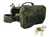 ZEUS URBAN Tactical Dog Backpack Harness – Large, Army Green, 2 Ample Side Pockets | Water Resistant Saddle Bags for Hiking & Camping, Sturdy Vest Fits Medium & Large Dogs