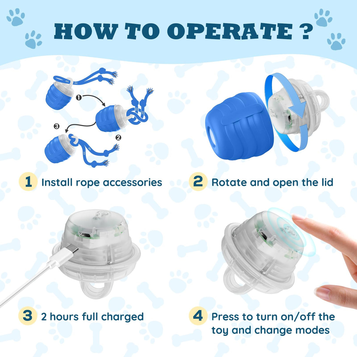 HVUATQ Interactive Dog Toys - 2026 Upgraded Motion Activated Balls for Medium/Large Dogs, Automatic Moving Dogs Toy Wicked Ball for Boredom, Interactive Dog Ball to Keep Them Busy(Blue)