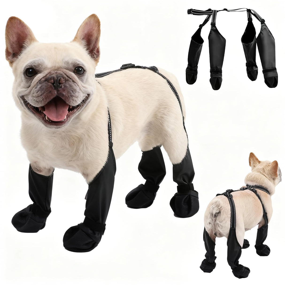 BECEMURU Dog Boots Shoes Leggings with Anti-Slip Sole,Dog Paw Protector, Perfect for Outdoor Walking, Hiking, Waterproof and Anti-Fall Dog Shoes with Adjustable Strap (M)