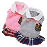 Selena Pet Uniform School Skirts Sailor Costume Dog Campus Clothes Teddy Cute Bowtie Adorable Puppy Apparel (X-Small,Pink Dresses)