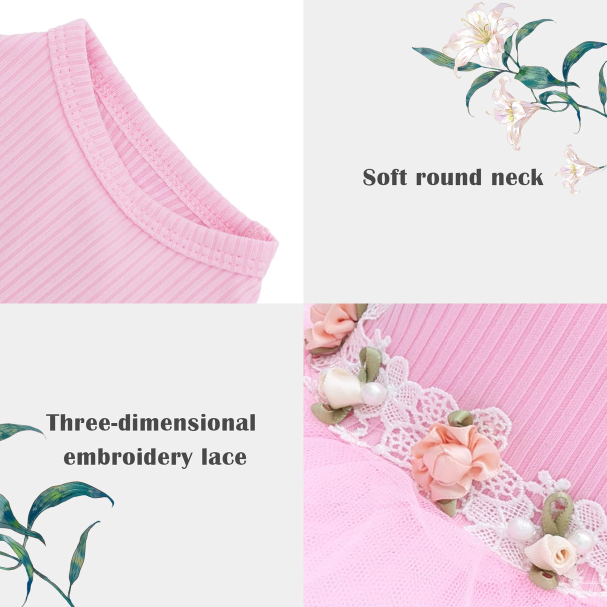 CuteBone Pink Tulle Skirt Dog Wedding Bridesmaid Dress for Puppy with Lace Trim at Waist - Comfortable, Stylish, and Perfect for Special Occasions HBQ01L