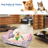 Gigreinc Dog Bed for Small Dogs - Cute Pink Leopard Dog Bed,Cat Beds for Indoor Cats Washable - Square Shape Cat Dog Sofa Bed Pet House Nest Cave(M, 20.8"L x 18"W x 5.5"）