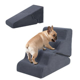 PRIMEPATIO Dog Ramp for Bed, 20" H Dog Stairs for High Bed, 2 in 1 Pet Steps for Small Dogs, 4-Step Foldable Transformable Large Cats Ramp to Get on Couch, Non-Slip Balanced, Grey
