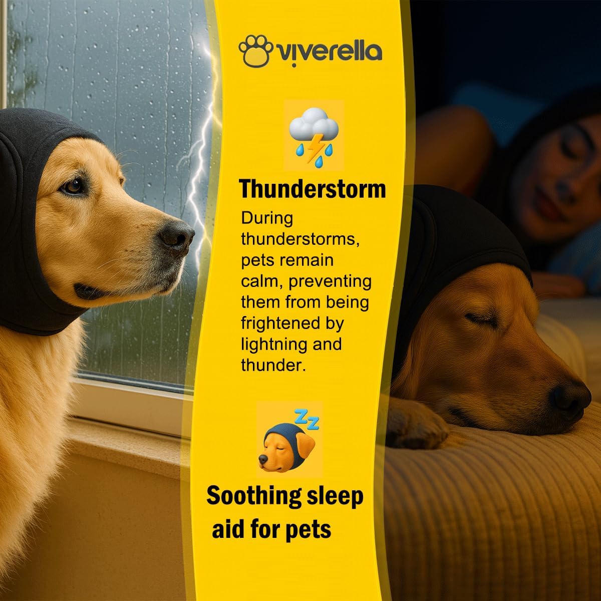 Dog Ear wrap Calming Hoodie Ear Wraps, Comfortable Quiet Ears Cover Muffs Plug Waterproof & Adjustable Dog Head Wrap Bonnet for Noise Protection Firework Grooming Bathing Anxiety Thunderstorms