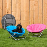 The Lakeside Collection Pet Moon Chair Bed Foldable Indoor Outdoor Elevated Adjustable Height - Blue