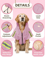 Dog Rain Coat, Waterproof Adjustable Dog Rain Jackets, Reflective Strap Pet Rain Coat with Leash Hole, Hooded Snowproof Windproof Clothes for Small Medium Dog Large