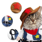 NACOCO Cowboy Dog Costume with Hat - Cat & Small Dog Clothes - Blue (X-Small)