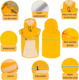 Reflective Strip Dog Raincoat, Ultra - Light Breathable Waterproof Rain Jacket with Hood, Adjustable Sizes for Small/Medium/Large Dogs, (M)