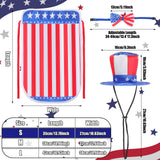 JaGely 3 Pcs 4th of July Dog Outfit Memorial Day Dog Costume Set Includes Top Hat, American Flag Bow Tie Collar and Cape Patriotic Pet Outfit for Dogs Cats Puppy Kitten(S,Classic)