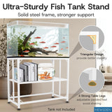 Fish Tank Stand, 40 Gallon Heavy Duty Metal Aquarium Stands, Reptile Tank, Turtle Tank, Breeder Tank Stand, 660LBS Capacity Terrarium Stand Rack with 2-Tier Storage Shelves (White, 36.5"x18.5"x29.5")