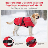Dog Coat, Warm Dog Winter Coat Reflective Jacket Waterproof Fleece Vest, Pet Jacket Cozy for Cold Weather, Dogs Snowsuit Windproof, Adjustable Buckle for Large Extra Dogs