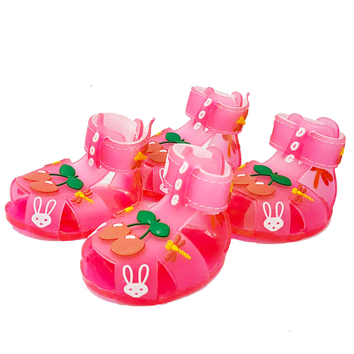 Cute Summer Dog Shoes Sweet Cherry Puppy Sandals Pet Jelly Shoes Flats, Dog Booties Paw Protector for Summer Hot Pavement (Candy Pink, #1: 1.57''x1.37''(Length*Width))