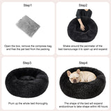 Dog Calming Beds for Small Medium Large Dogs - Round Donut Washable Puppy Dog Bed, Anti-Slip Faux Fur Fluffy Donut Cuddle Anxiety Cat Pet Bed(20" Black