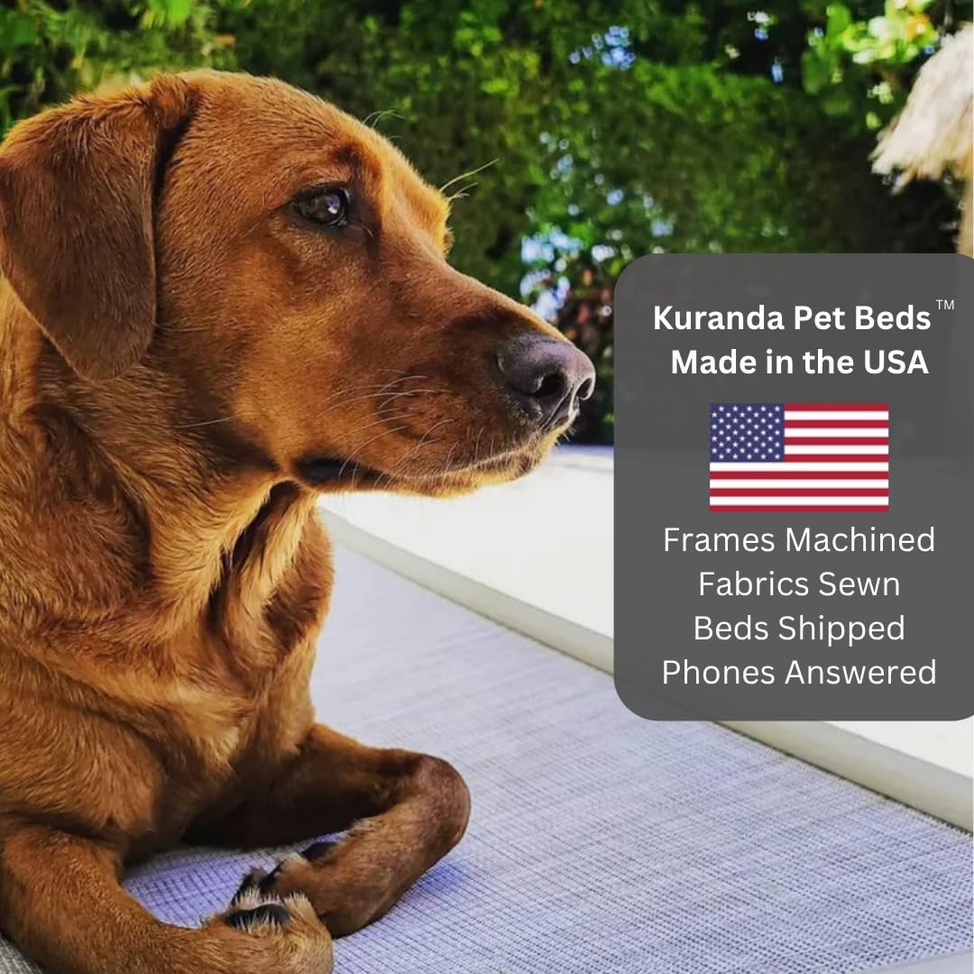 Kuranda Chewproof Elevated Pet Bed - Almond PVC - 50" x 36" - Cordura Nylon - Gold