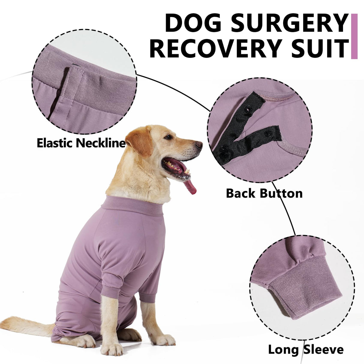 LIANZIMAU Dog Surgery Recovery Suit Full Body Alternative to Cone with Leg Sleeves Comfortable Spay Neuter Suit for Female Male Dogs Postoperative Protective Pet Clothes Pink L
