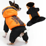 PETBARONET Waterproof Full Body Winter Jacket for Dogs, Dogs Snowsuit, Perfect for Cold Weather, Ideal for Small and Medium Breeds (Orange, XXL:Chest 22'', Length: 15.7'')