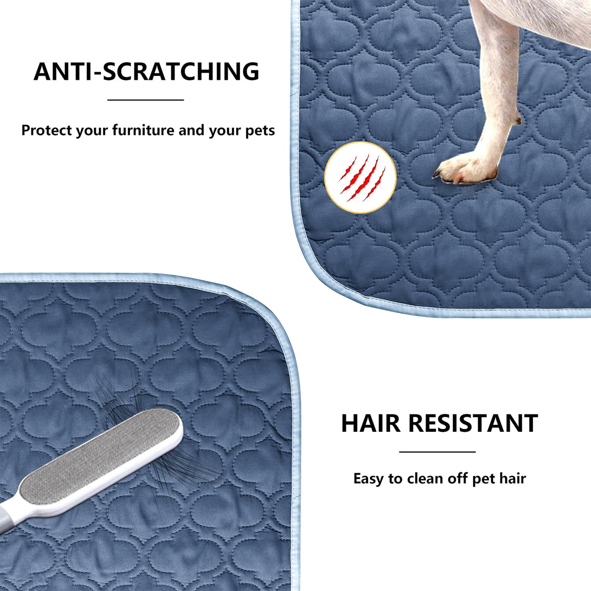 Bigbeer Waterproof Blanket for Bed, Reversible Dog Couch Cover Pet Sofa Furniture Protector Machine Washable King Size(82x102 Inch, Lightblue+Darkblue)