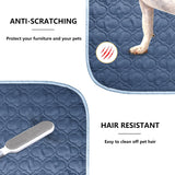 Bigbeer Waterproof Blanket for Bed, Reversible Dog Couch Cover Pet Sofa Furniture Protector Machine Washable King Size(82x102 Inch, Lightblue+Darkblue)