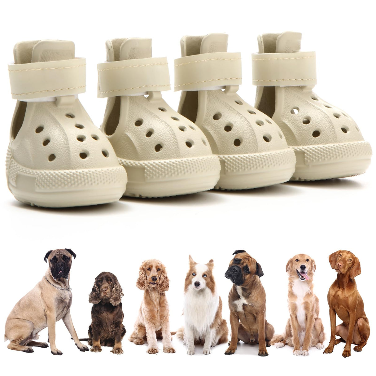 FDIDY Dog Boots for Hot Pavement & Snow – Waterproof Non-Slip Dog Shoes with Reflective Straps, Adjustable Easy-On Pet Booties for Small Medium Large Dogs, Outdoor Paw Protection, 4Pcs