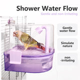 YOOSO WING Automatic Bird Baths for Cage – Indoor Parakeet Bath with Pump, Bird Shower with 2 Modes Running Water, Bird Cage Accessory for Pet Birds Conure Budgies Cockatiels Lovebird (Purple)