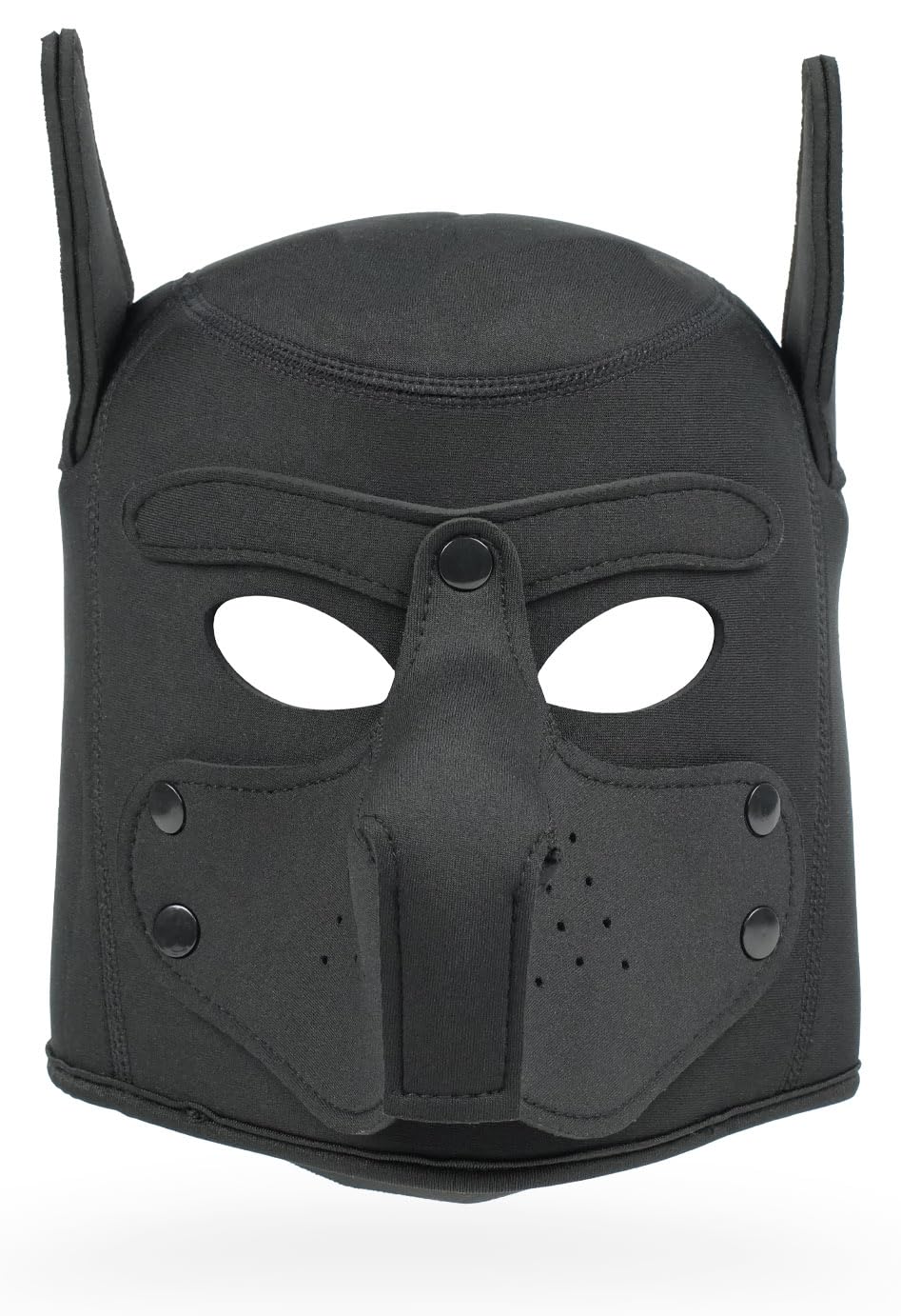 Cleiree Neoprene Puppy Mask - Dog Hood with Detachable Muzzle - Adjustable Cosplay Headgear for Role Play & Party (Black, one size)