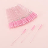 50 Pcs Disposable Mascara Wands, Crystal Eyebrow Spoolies Brush for Eyelash Extensions, Pink Eye Lash and Makeup Brush