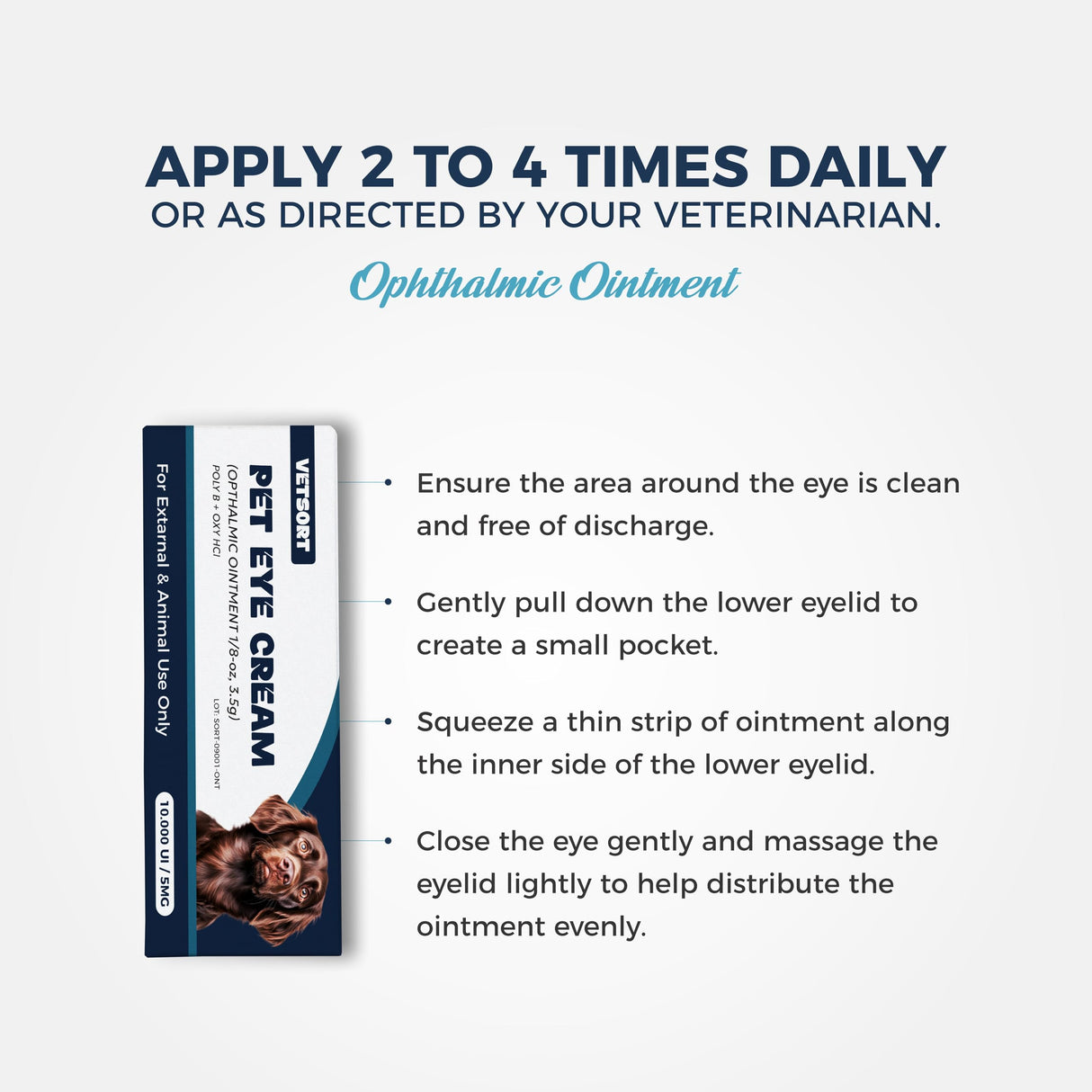 VETSORT Pet Eye Health Cream for Dogs, Cats, Cattle, Sheep, Horse, Rabbit, Bird 1.8 oz, (3.5g Tube)