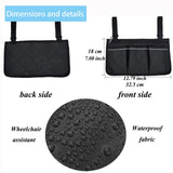 YGYQZ Wheelchair Armrest Accessories, Side Bags to Hang on Side with Bright Line Walker Pouches Waterproof Black Storage Fathers Mothers Day Gifts for Home/Outdoor/Baby Cart (black side)