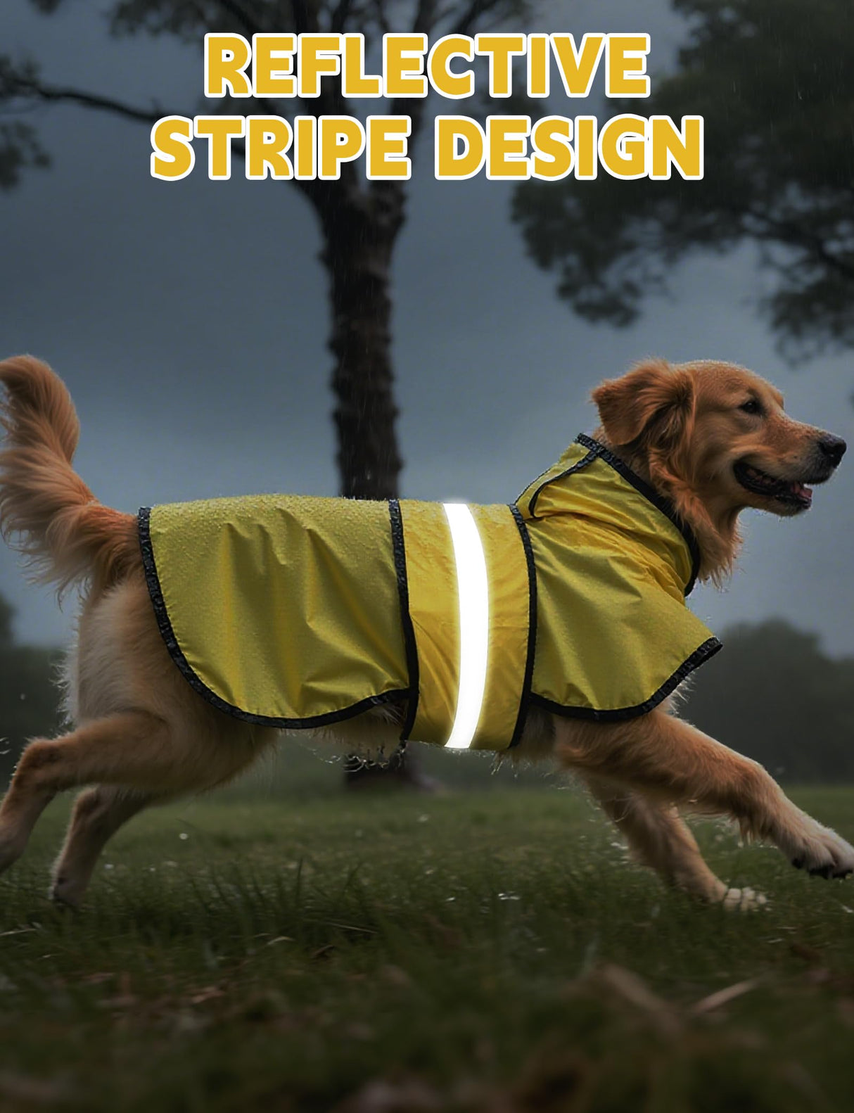 Dog Raincoat Jacket Adjustable Hooded Poncho Lightweight Waterproof Clothes with Strip Reflective Pet Rain Coat for Small to X-Large Dogs