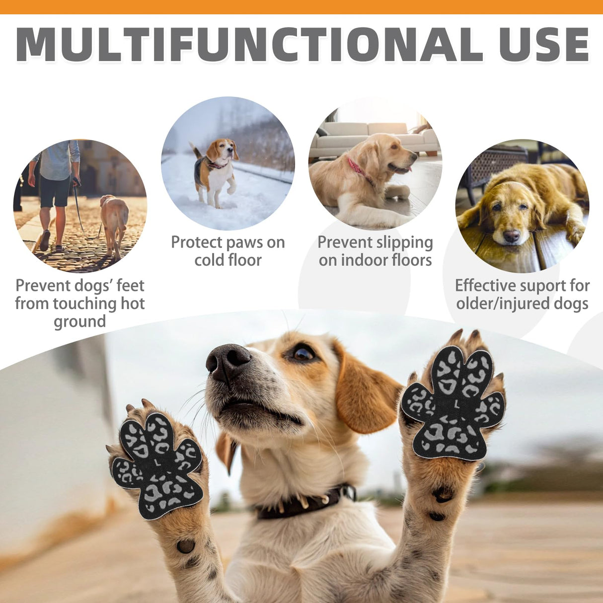 KOOLTAIL Anti-Slip Dog Paw Protector Gripper Traction Pads for Hot Pavement, Dog Feet Stickers with Stronger Adhesive on Hardwood Floors for Senior Dogs ,Pet Shoes Booties Socks Replacement (36 pcs)XL