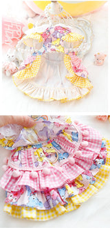 AZA Dog Princess Dresses for Small Dogs Cat Lolita Lace Bow Clothes Candy Costume Pink Bear Pet Girl Cute Coat Outfits Spring Costumes Summer (M,Pink Bear)