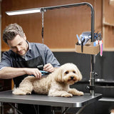 Huioqwe Pet Grooming Organizer for Scissors Brushes and Tools - Rotatable Multi Compartment Grooming Arm Stand