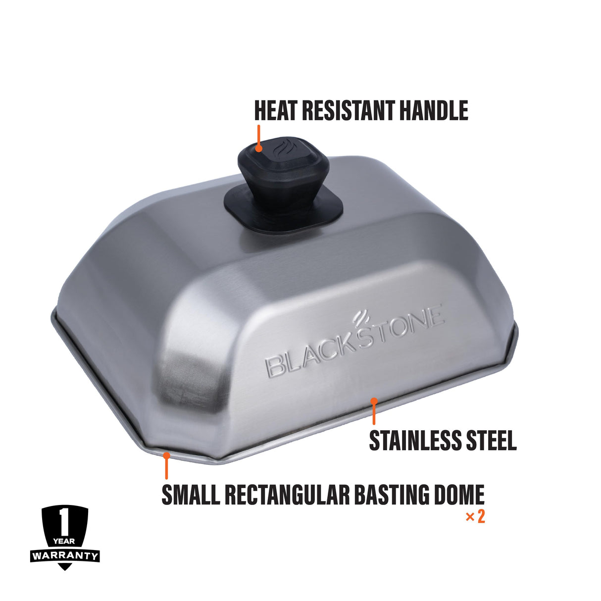 Blackstone 5207 Rectangle Basting Cover Small 2-Pack Griddle Accessories, Stainless Steel, Cheese Melting Dome and Steaming Cover, Best for Use on Flat Top Griddle Grill Cooking Indoor or Outdoor