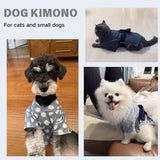 MANON ROSA Dog Costume Japanese Yukata Kimono - Traditional Pet Kimono Cosplay for Small Medium Dogs, Puppies Cats Kittens, Breathable Adjustable Outfit (9-14lbs Sky Blue,Large)