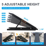 Dog Ramp for Bed and Couch- 5 Height Adjustable Premium Solid Wood Pet Ramp for Small, Medium Dogs, Collapsible Anti-Slip Dog Ramp for Sofa, Couch & Beds (Black, 115)