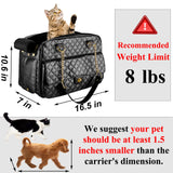 NewEle Fashion Dog Purse Carrier for Small Dogs with Large Pockets, Holds Up to 8lbs Quality PU Leather Pet Carrier, Cat Carrier, Airline Approved Puppy Purse Carrier for Travel (Black, Small Size)