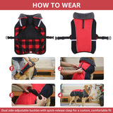 SCENEREAL Warm Dog Coat - Waterproof Dog Jacket for Large Dogs, Fleece Vest with Adjustable Buckle & Leash Hole, Windproof Reflective Cold Weather Coats for Small Medium Large Dogs, XL