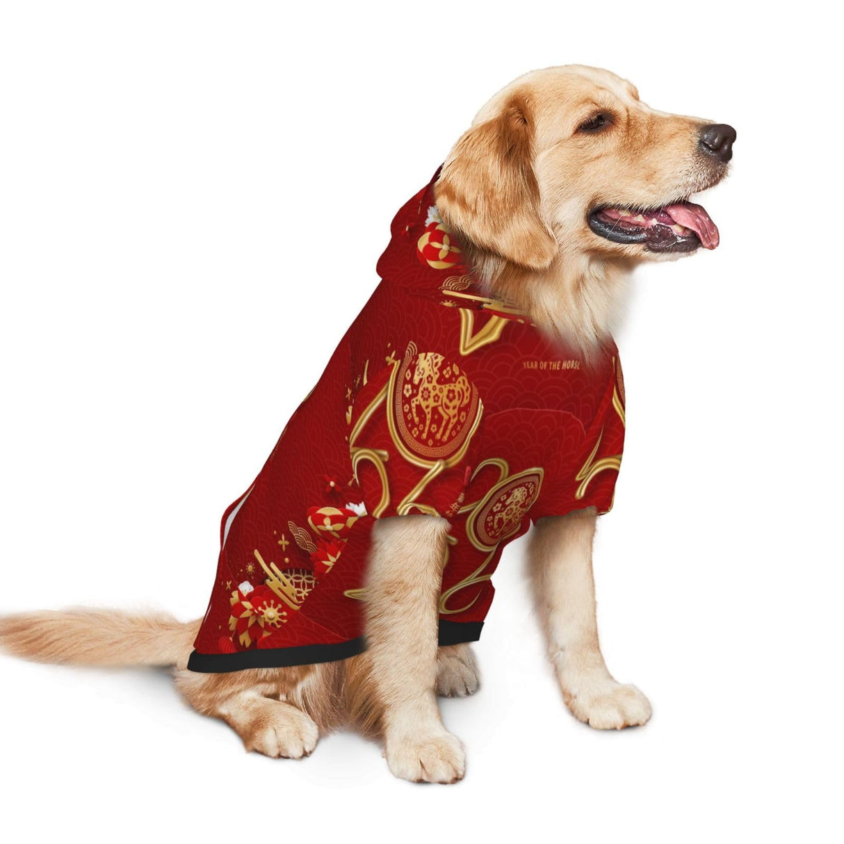 Year of The Horse 2026 Happy Chinese New Year Dog Hoodie Pullover Pet Costume Outfit Clothes for Medium Large Dogs Pet Sweater with Hat Hooded Sweatshirt Coat Small