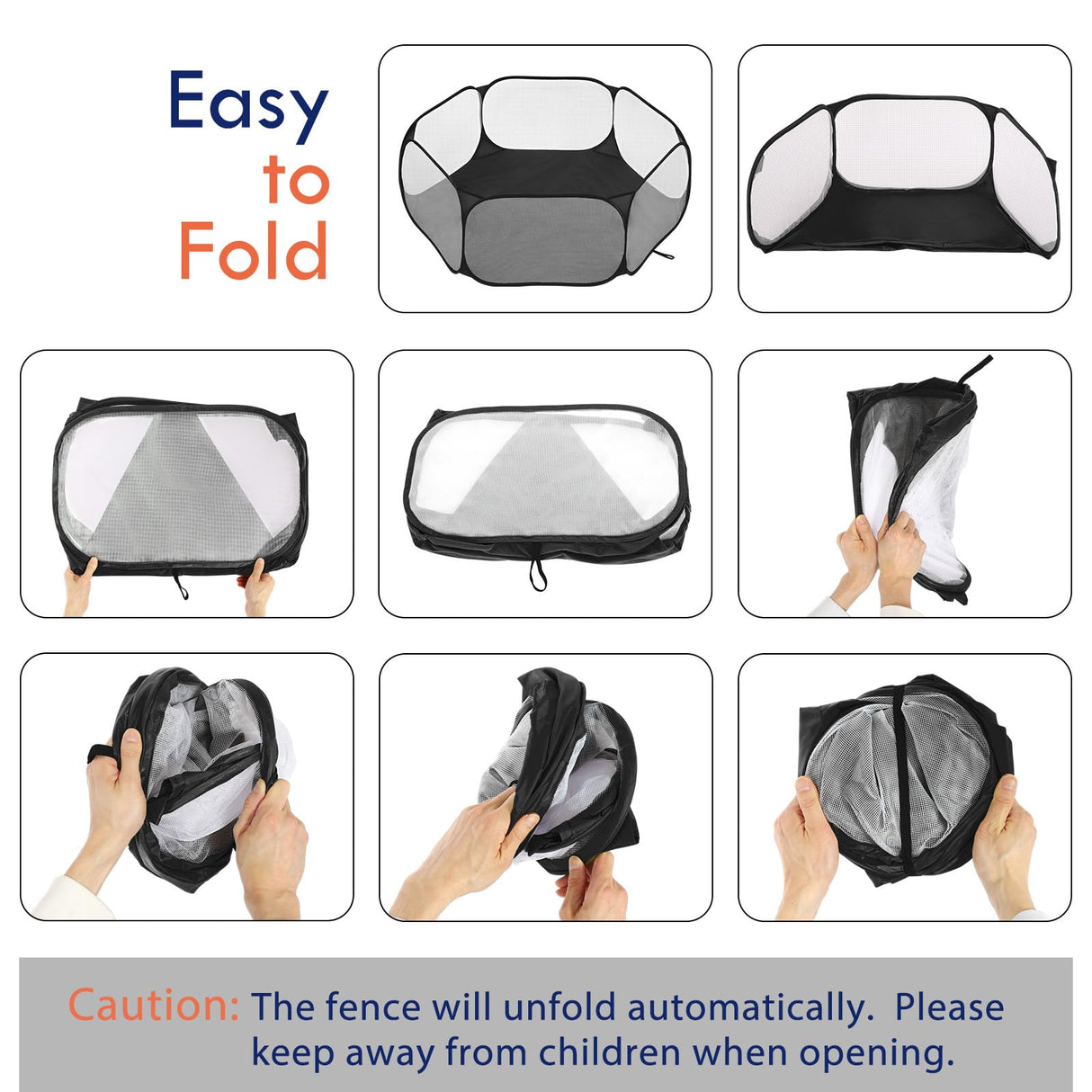 Pawaboo Small Animals Playpen, Waterproof Small Pet Cage Tent with Strong Steel Wire Frame, Portable Outdoor Yard Fence for Chick/Kitten/Puppy/Guinea Pig/Rabbits/Hamster/Chinchillas, Black