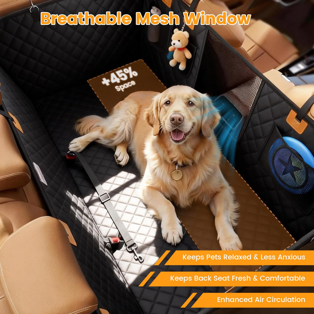 VOYURAN Back Seat Extender for Dogs with Hard Bottom, Dog Car Seat Cover for Back Seat, Waterproof Backseat Dog Extender & Hammock, Fits Most Cars, SUVs &Trucks, Medium&Large Dogs