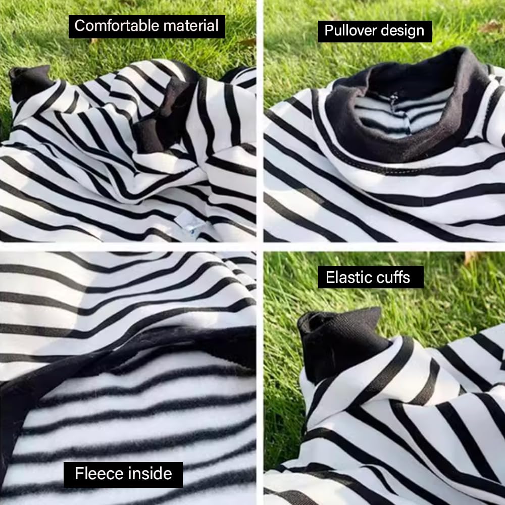 ANIAC Fleece Dog Sweater, Striped XL Shirt With Sleeves, Autumn Basic Hoodie, Warm Sweatshirt, Winter Pet Clothes for Large Dogs XXXL 55-66LB (6XL, White)