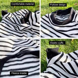 ANIAC Fleece Dog Sweater, Striped XL Shirt With Sleeves, Autumn Basic Hoodie, Warm Sweatshirt, Winter Pet Clothes for Large Dogs XXXL 55-66LB (6XL, White)