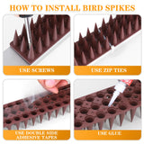 BORHOOD Bird Spikes for Outside, Bird Defender Spikes for Small Squirrel Raccoon Robin Pigeon Crow Cats Deterrent Spikes to Keep Birds Away and Keep Birds from Building Nest
