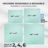 GREEN LIFESTYLE® Washable Underpads - Heavy Absorbency Reusable Bedwetting Incontinence Pads for Kids, Adults, Elderly, and Pets - Toddler Mattress Pads for Bed, Sofa, Couch, Floor (Pack of 6 - 30x34)
