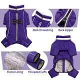 Four Legged Dog Winter Coat for Small Dogs, Warm Puppy Onesie Clothes Christmas, Reflective Turtleneck Dog Jacket with Buckles & D-Rings, Puffer Cold Weather Coat Zipper
